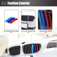 1set 3pcs M-Color For BMW Grille Insert Trims Stripe Car Grille Trim Clip For 3 Series F30 2013-2019 8 Rods 11 Rods