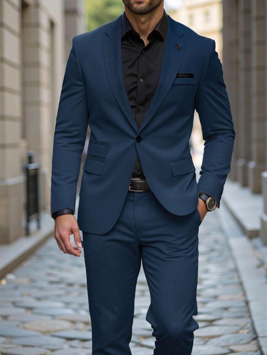 Muški poslovni set sa užim krojem, sako sa špicastim reverima i pantalone