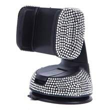 Adjustable Sparkling Sequin Full Rhinestone Suction Cup 360° Adjustable Crystal Car Phone Holder, Rhinestone Car Phone Mount Fit For Windshield, Dashboard And Air Vent, Car Accessories Spring Gift