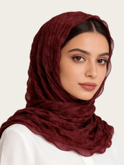 Ženski šifon hijab šal sa gužvanim efektom, super rastegljiv, talasasta tekstura
