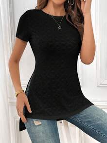 SHEIN Essnce Solid Split Hem Tee