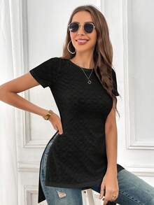 SHEIN Essnce Solid Split Hem Tee