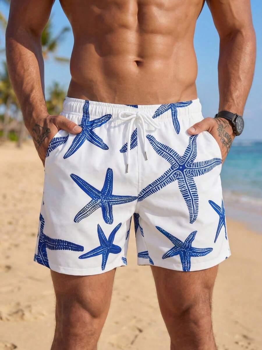 VIVINTIMO Muški šorts za plažu sa printom piva i perticom u struku