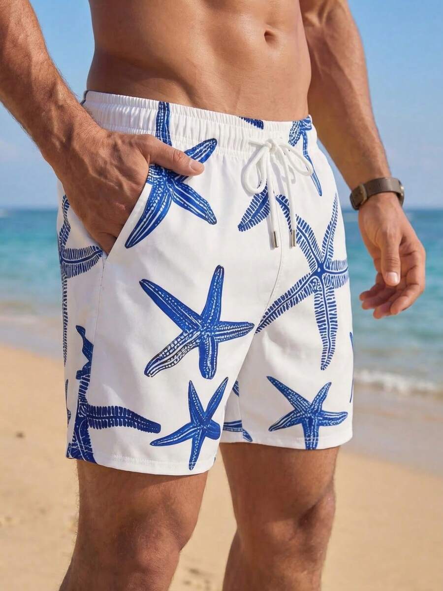 VIVINTIMO Muški šorts za plažu sa printom piva i perticom u struku
