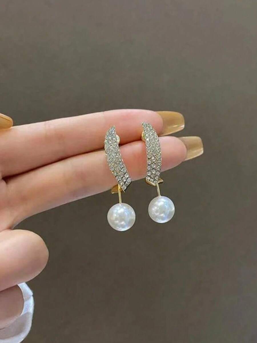 2 kom elegantne viseće minđuše sa kristalima i biserima