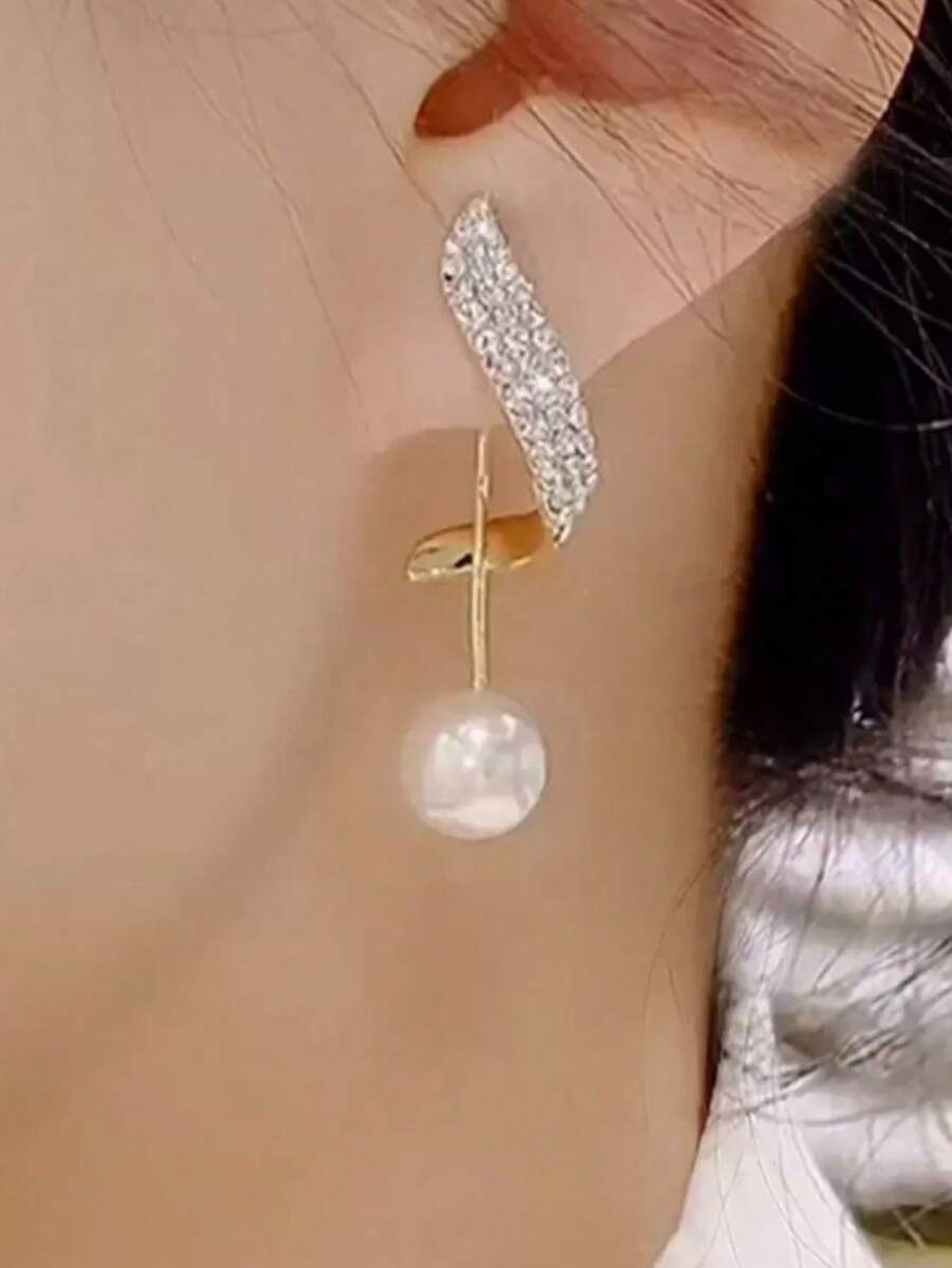 2 kom elegantne viseće minđuše sa kristalima i biserima