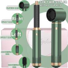 UKLISS 5-In-1 Professional Styling Brush Set (Hot Air Brush + Straightening Brush + Auto Curling Iron)