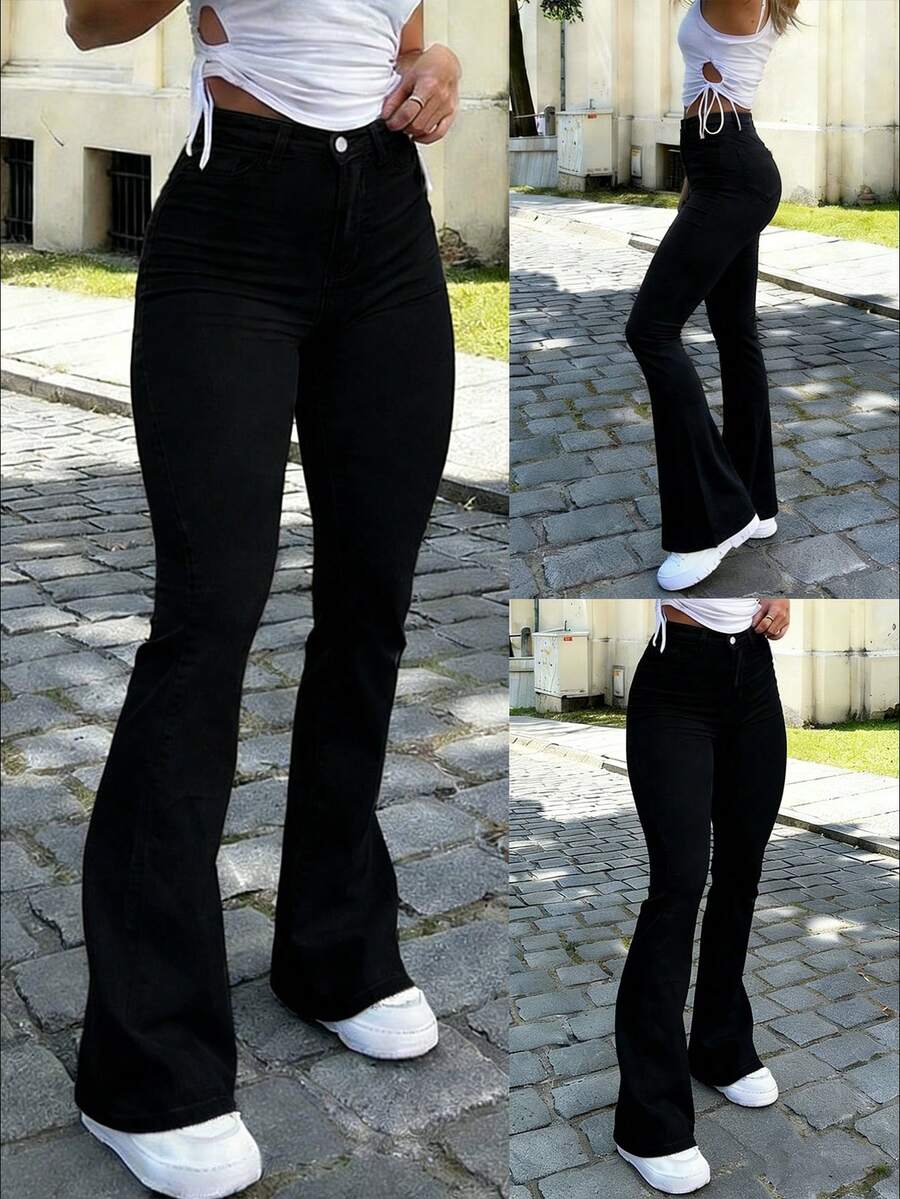 Ženske pantalone Y2K stila, jednobojne