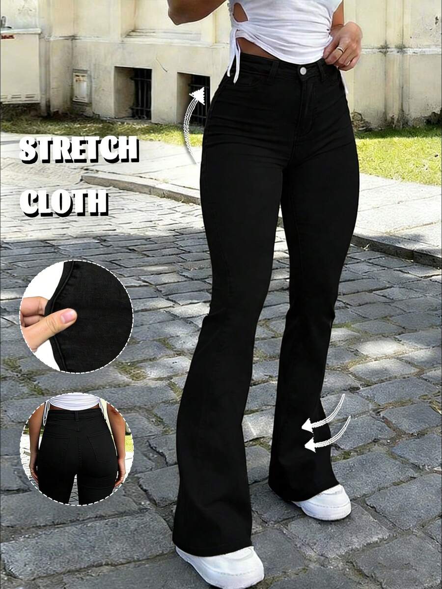 Ženske pantalone Y2K stila, jednobojne