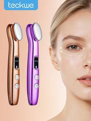Teckwe Rechargeable Eye Massager Pen, Facial Massage Device - Eye Lifting Stick, With Heating, Warm, Vibration, Skin Tightening, Relieving Eye Fatigue, Puffiness, Dark Circles, Bags Functions, Absorbs Beauty Tools