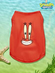 SpongeBob SquarePants | PETSIN 1pc Cute Long Eyed White Tooth Print Red Pet Vest