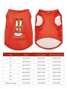 SpongeBob SquarePants | PETSIN 1pc Cute Long Eyed White Tooth Print Red Pet Vest
