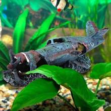 Creative Fish Tank Landscaping Aquarium Accessories Fish Shrimp Avoiding Houses Fighter Jet Resin Crafts Aquarium Decorations