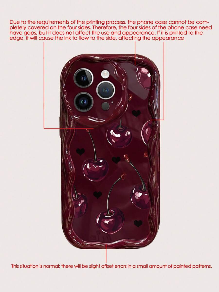 Slatka bordo futrola za telefon sa talasastim asimetričnim okvirom u stilu višnje
