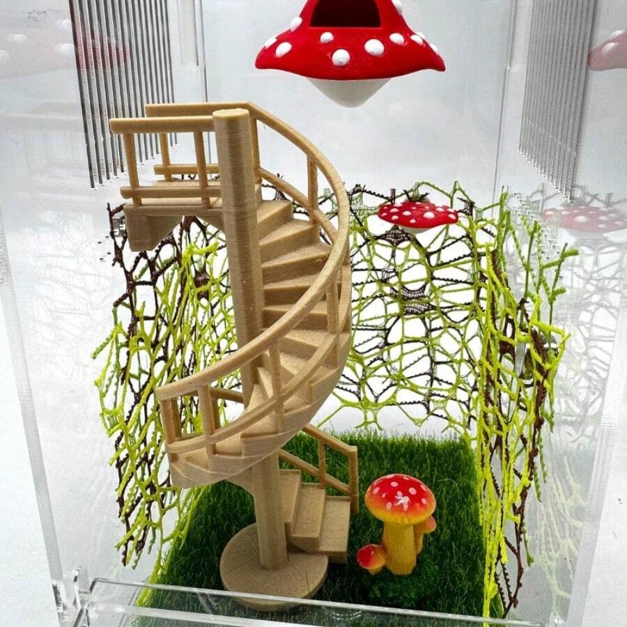 Magnetic Base Jumping Spider Climbing Spiral Staircase, Spider Climbing Ladder, Hermit Crab Habitat Decor