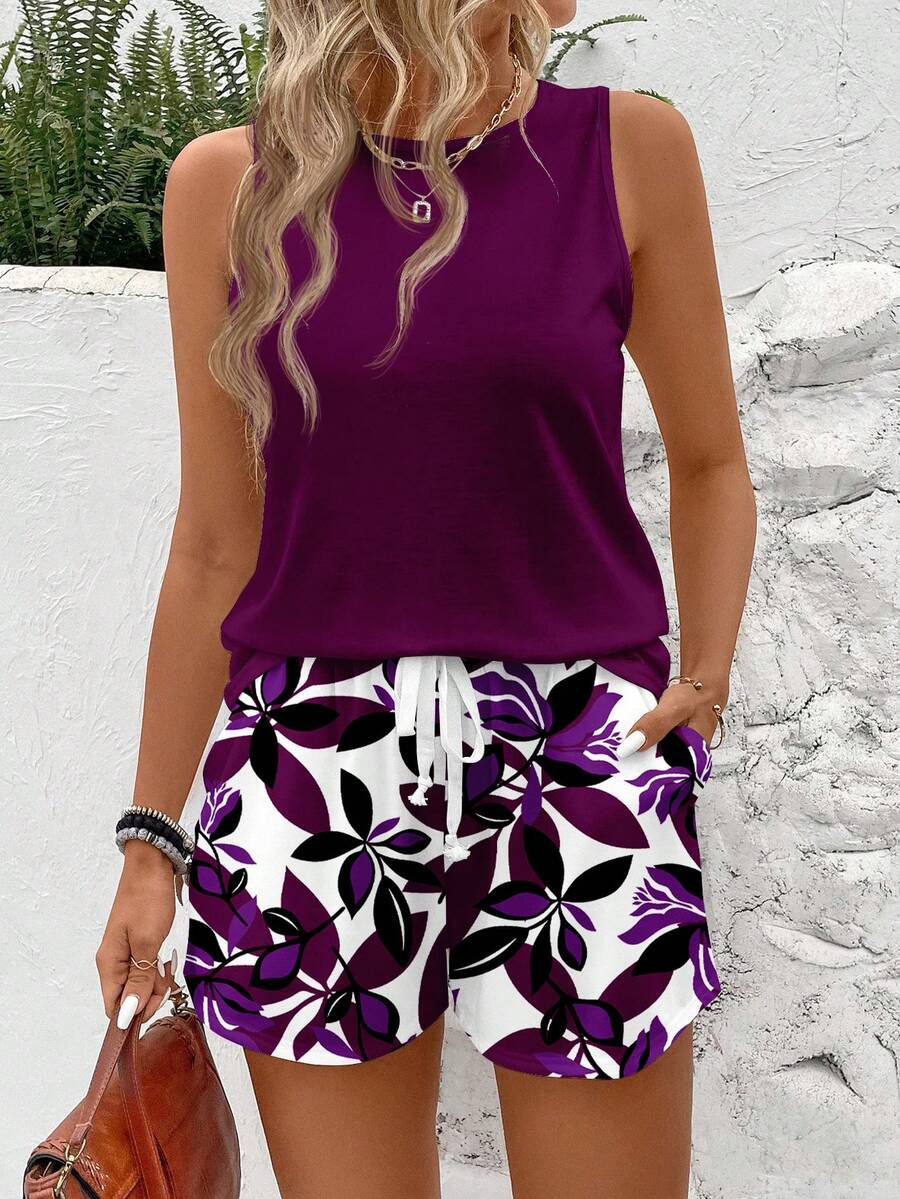 Ženski Casual Boho Majica i Šorts  Set