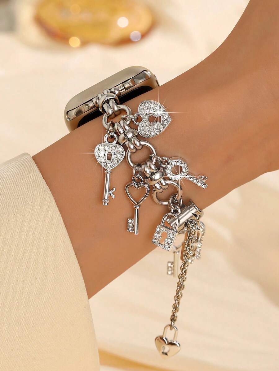 Narukvica kompatibilna sa Apple Watch, ženska verzija, sa trostrukim priveskom od bisera, za Apple watch