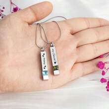 1pc Customized Birthday Stone Cremation Necklace, Free Engraving Urn Pendant, Pet Memorial Jewelry, Suitable For Dogs, Cats And Other Deceased Loved Ones