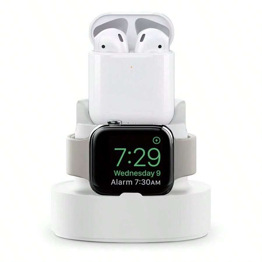 1 kom minimalistički klasični 3-u-1 stalak za punjenje sa silikonskom bazom, kompatibilan sa Apple Watch 38/40/41/42/44/45/49mm