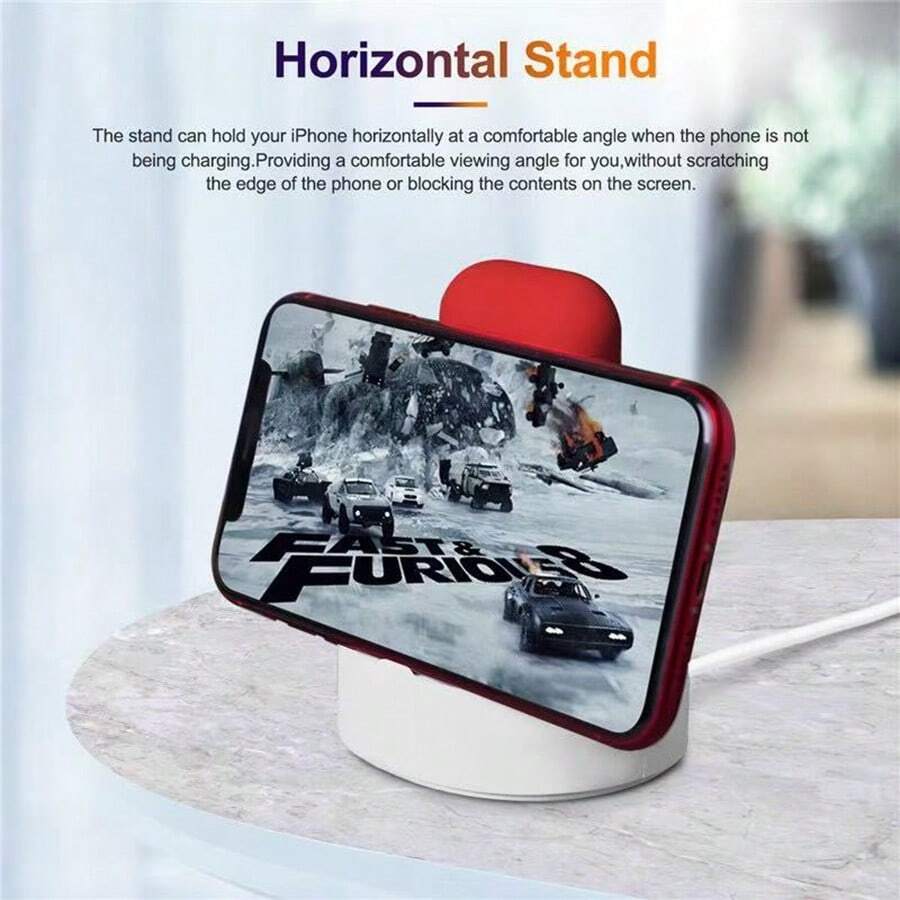 1 kom minimalistički klasični 3-u-1 stalak za punjenje sa silikonskom bazom, kompatibilan sa Apple Watch 38/40/41/42/44/45/49mm