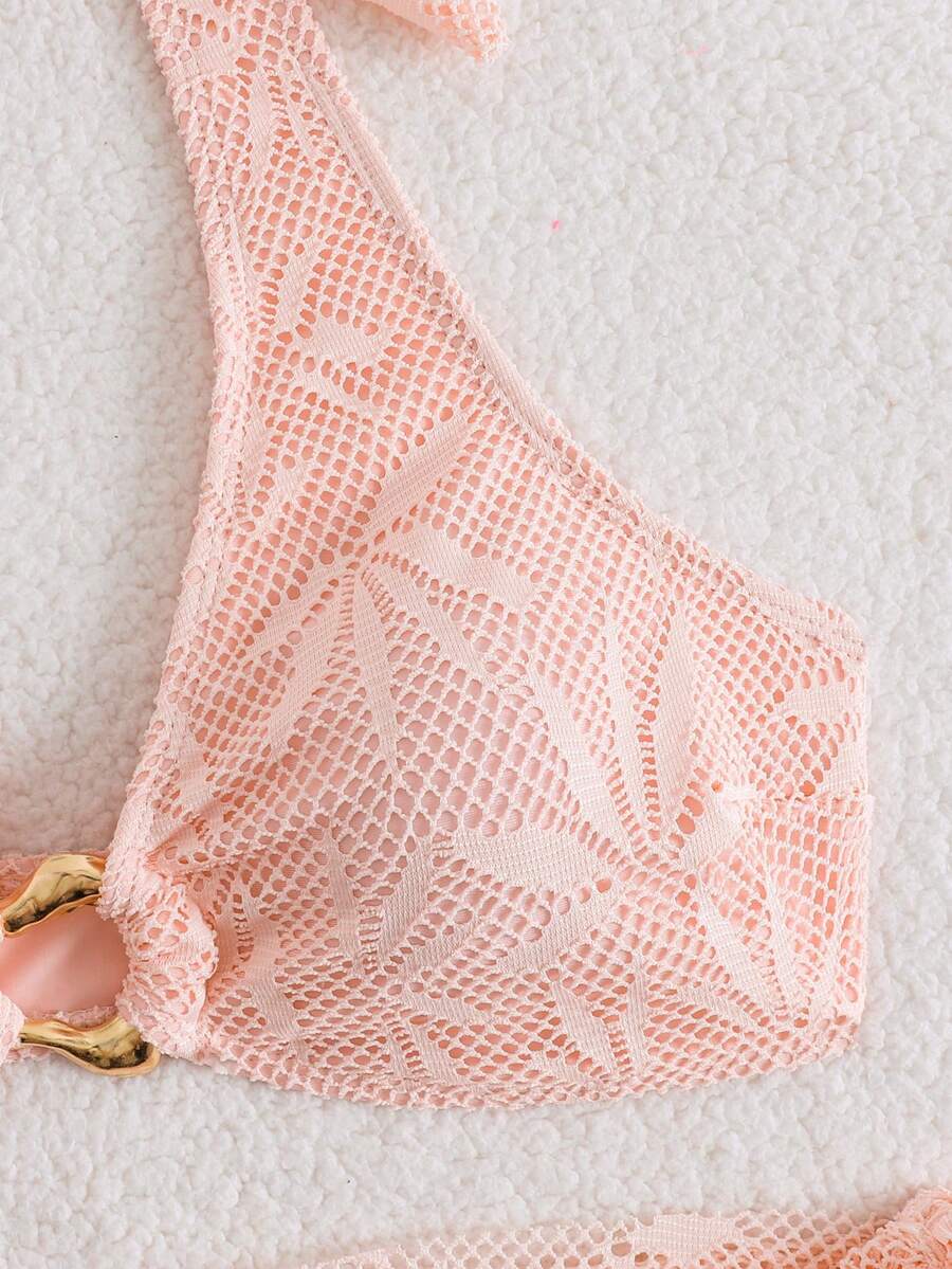 Ženski Krojeni Bikini 3u 1 Set Ukrašen Zlatnim Prstenovima