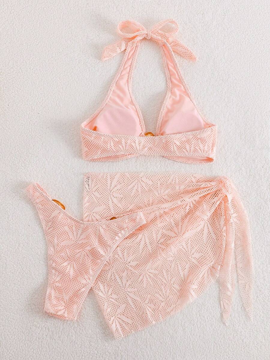 Ženski Krojeni Bikini 3u 1 Set Ukrašen Zlatnim Prstenovima