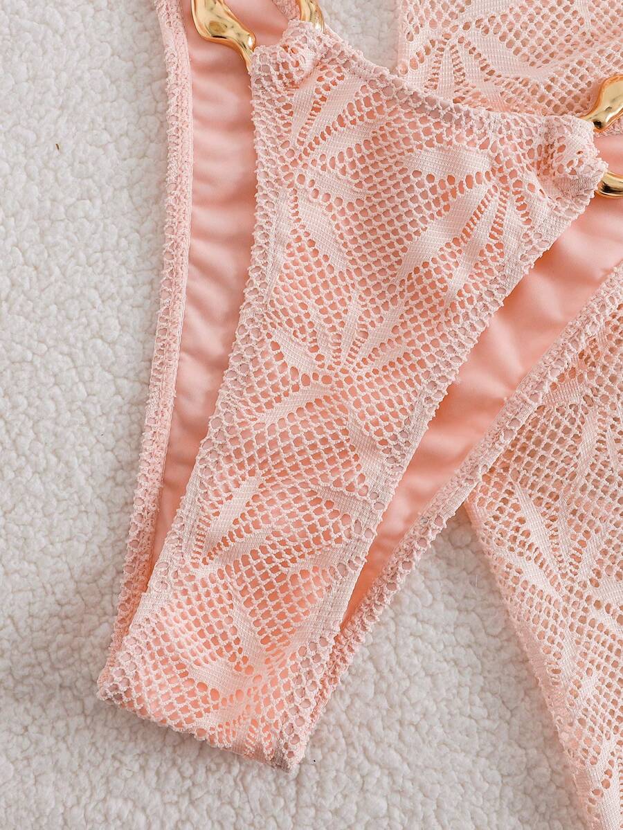 Ženski Krojeni Bikini 3u 1 Set Ukrašen Zlatnim Prstenovima