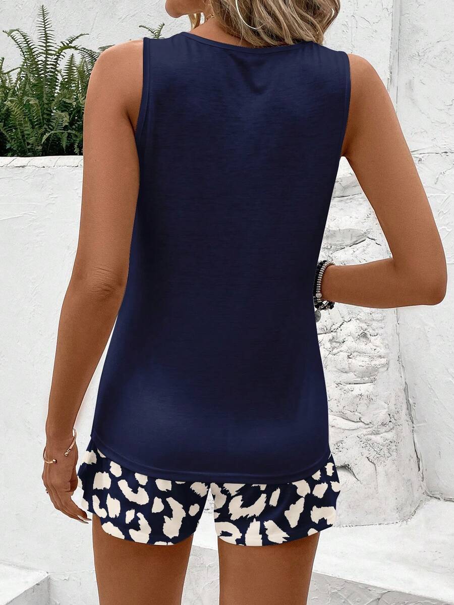 Ženski  Set Letnji Casual Top sa Okruglim Izrezom i Šorts