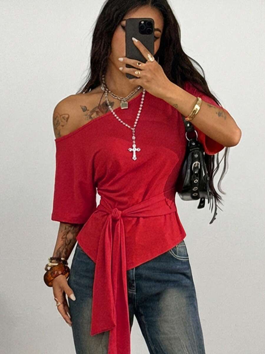 Slim Fit Asimetrična Bluza