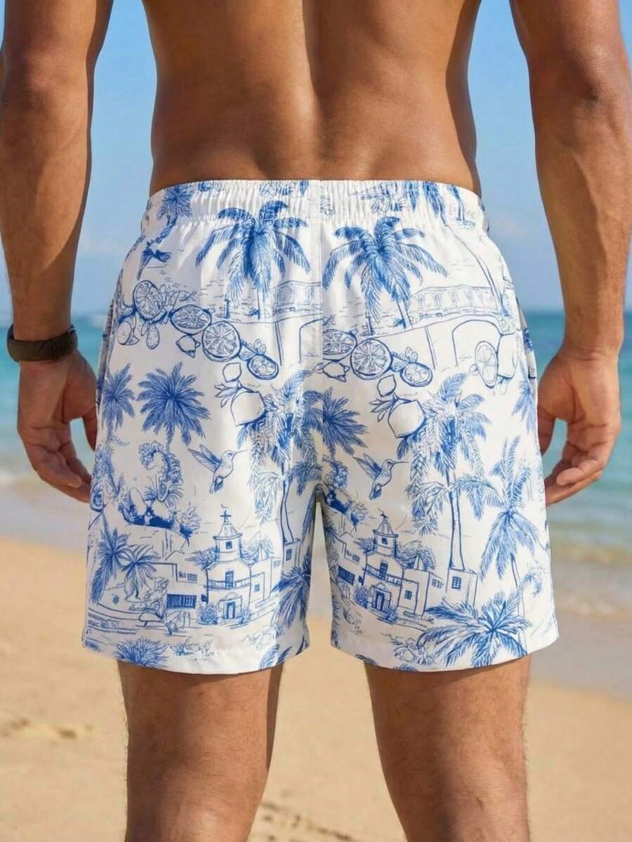 VIVINTIMO Muški šorts za plažu sa printom piva i perticom u struku