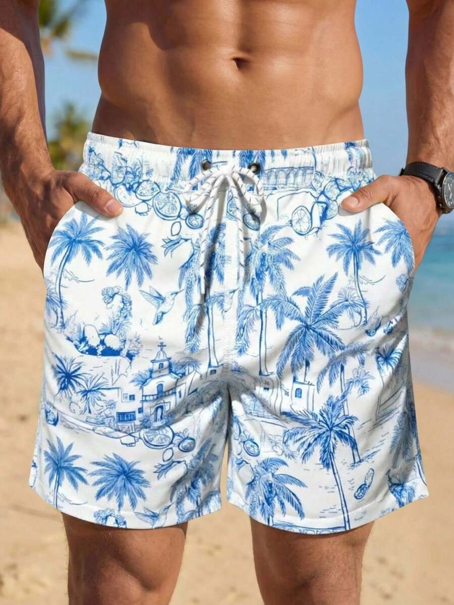 VIVINTIMO Muški šorts za plažu sa printom piva i perticom u struku