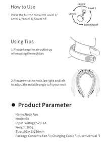 1pc Neck Hanging Electric Fan With Digital Display, Outdoor Summer Cooling Fan, Rechargeable 4000mAh Battery, 3 Wind Speed Modes