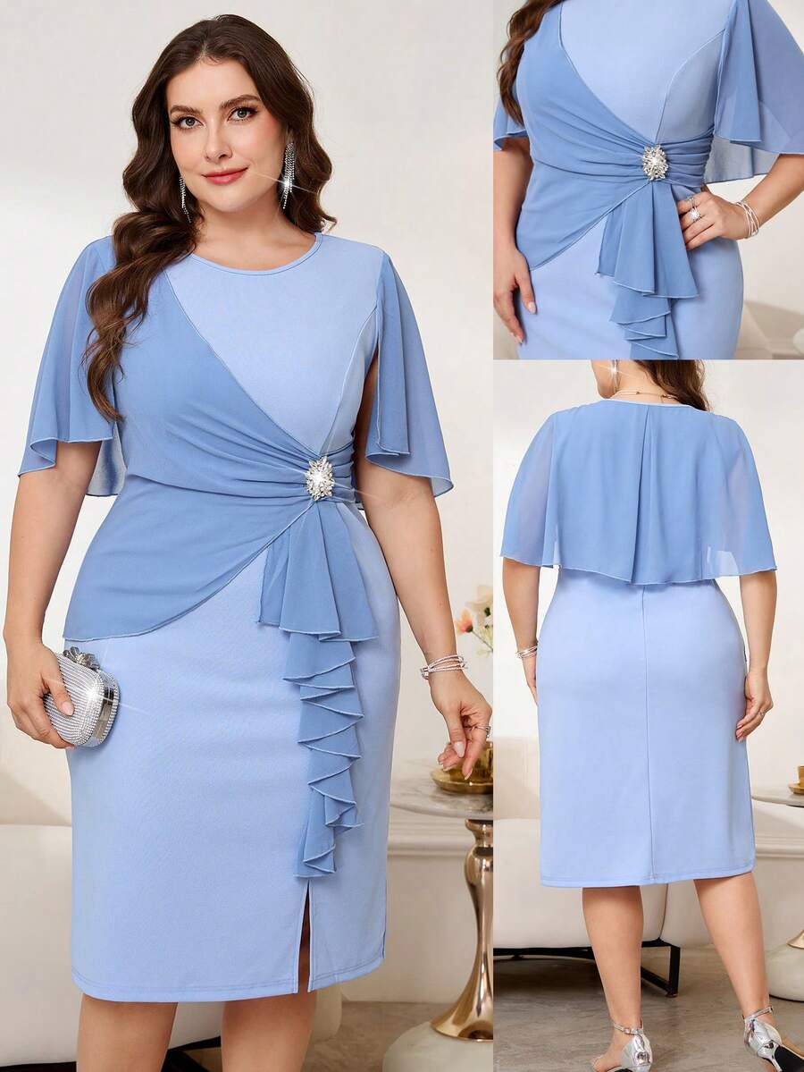 Clasi Elegantna haljina za žene plus size, asimetrična
