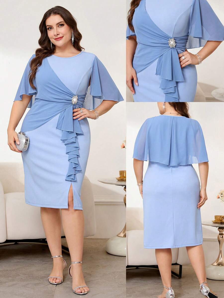 Clasi Elegantna haljina za žene plus size, asimetrična
