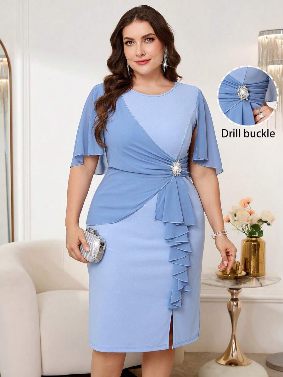 Clasi Elegantna haljina za žene plus size, asimetrična