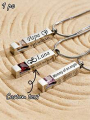 1pc Customized Birthday Stone Cremation Necklace, Free Engraving Urn Pendant, Pet Memorial Jewelry, Suitable For Dogs, Cats And Other Deceased Loved Ones