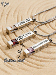 1pc Customized Birthday Stone Cremation Necklace, Free Engraving Urn Pendant, Pet Memorial Jewelry, Suitable For Dogs, Cats And Other Deceased Loved Ones