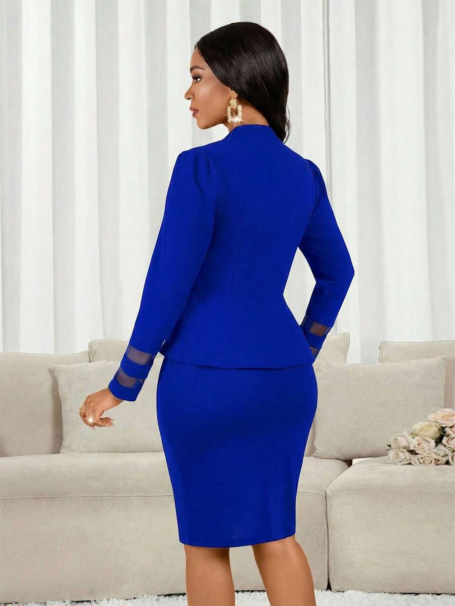 Lady 2 kom/set ženski elegantni crni poslovno-ležerni komplet sa suknjom