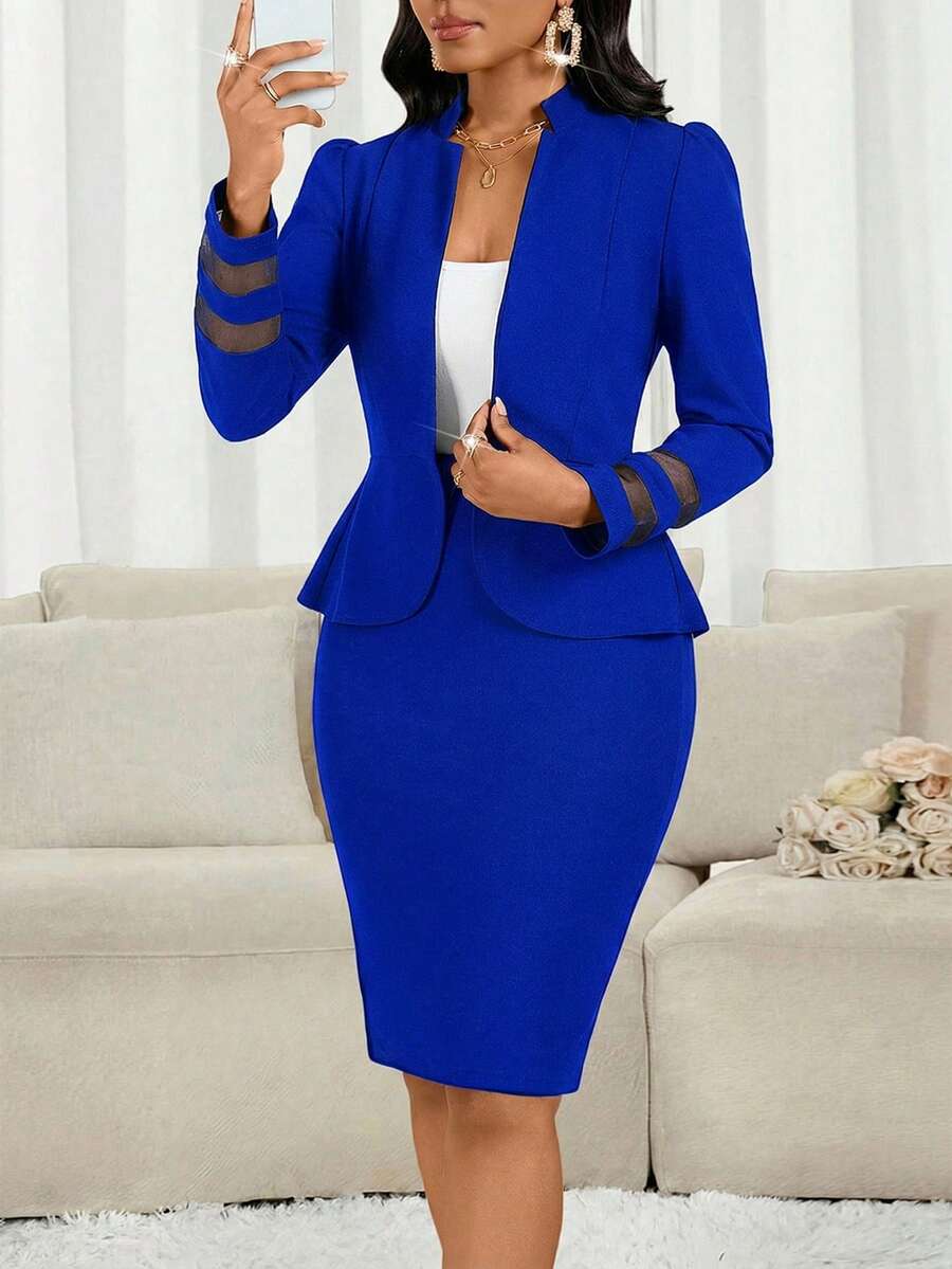 Lady 2 kom/set ženski elegantni crni poslovno-ležerni komplet sa suknjom