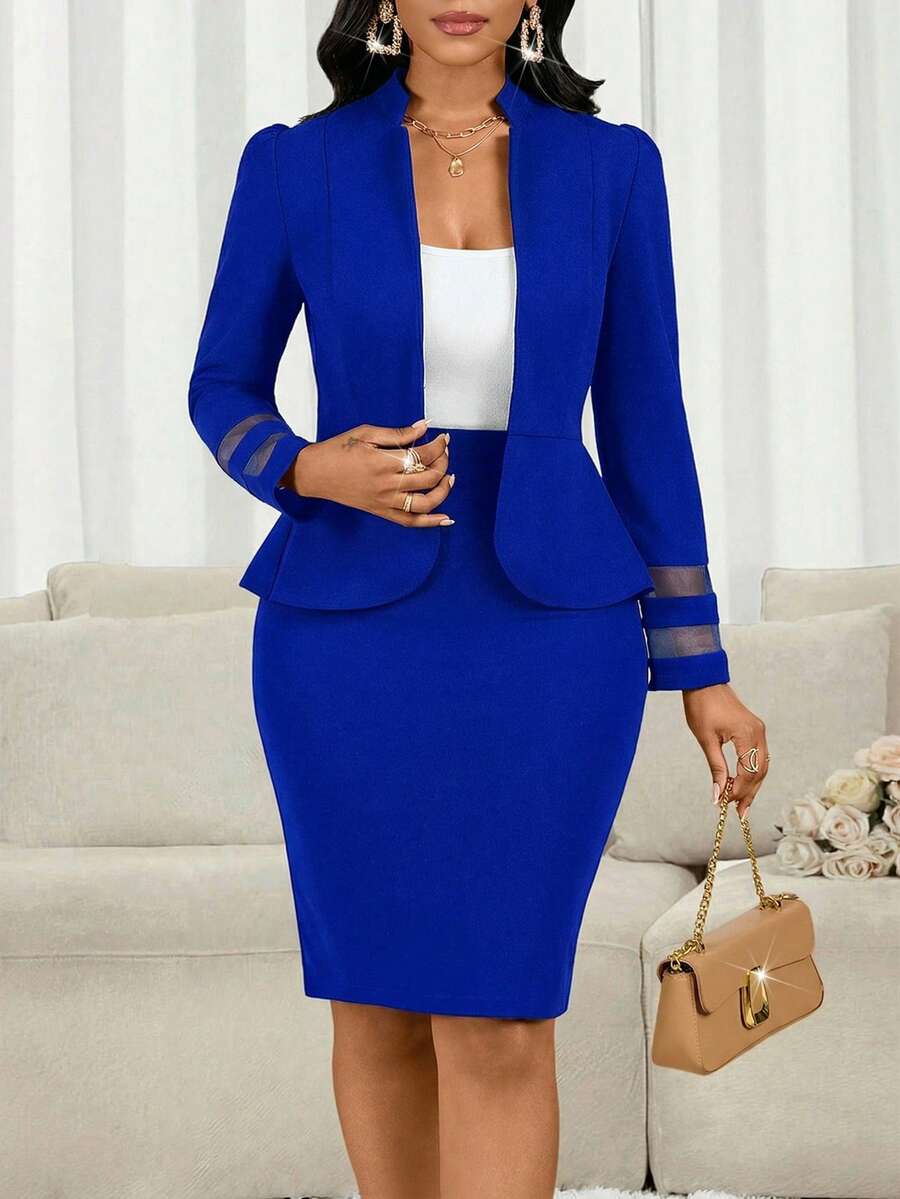 Lady 2 kom/set ženski elegantni crni poslovno-ležerni komplet sa suknjom