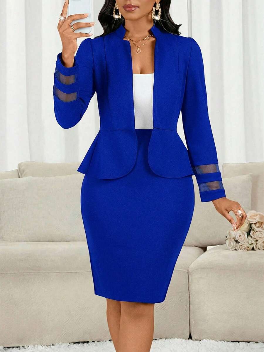 Lady 2 kom/set ženski elegantni crni poslovno-ležerni komplet sa suknjom