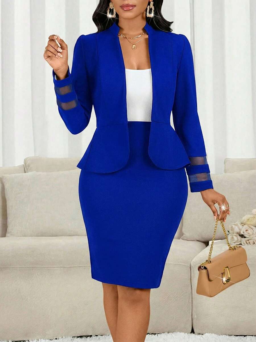 Lady 2 kom/set ženski elegantni crni poslovno-ležerni komplet sa suknjom