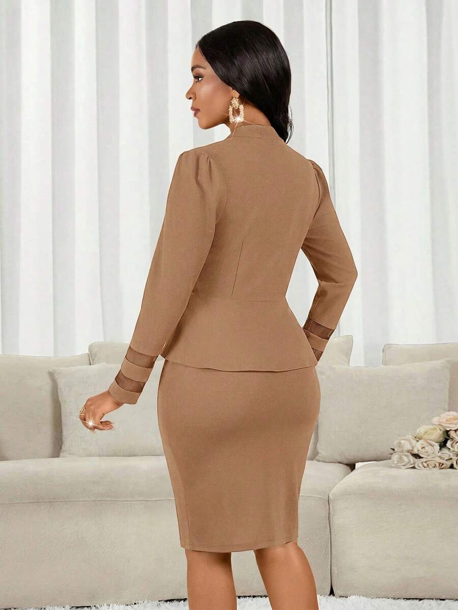 Lady 2 kom/set ženski elegantni crni poslovno-ležerni komplet sa suknjom