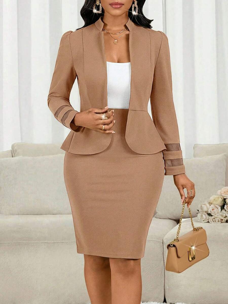 Lady 2 kom/set ženski elegantni crni poslovno-ležerni komplet sa suknjom