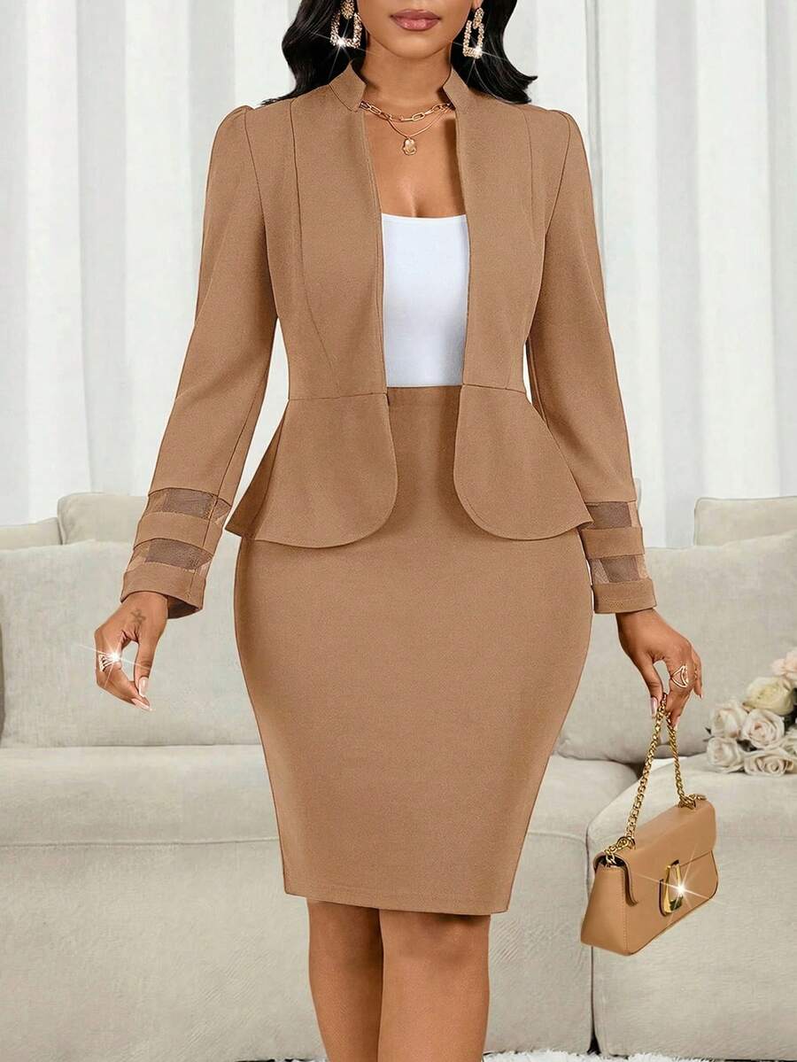 Lady 2 kom/set ženski elegantni crni poslovno-ležerni komplet sa suknjom