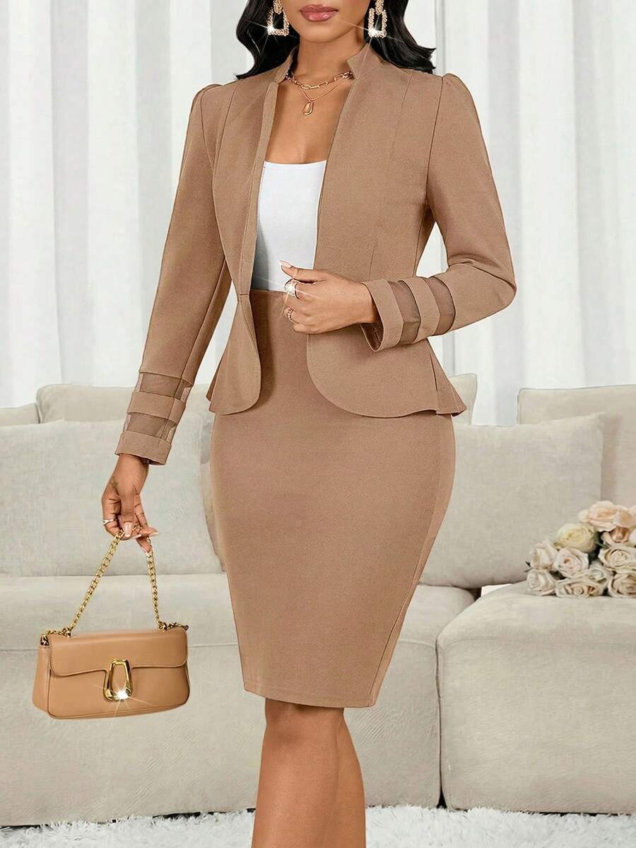 Lady 2 kom/set ženski elegantni crni poslovno-ležerni komplet sa suknjom