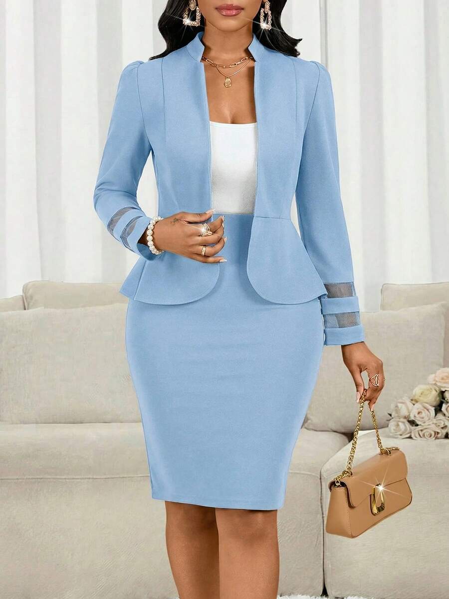 Lady 2 kom/set ženski elegantni crni poslovno-ležerni komplet sa suknjom