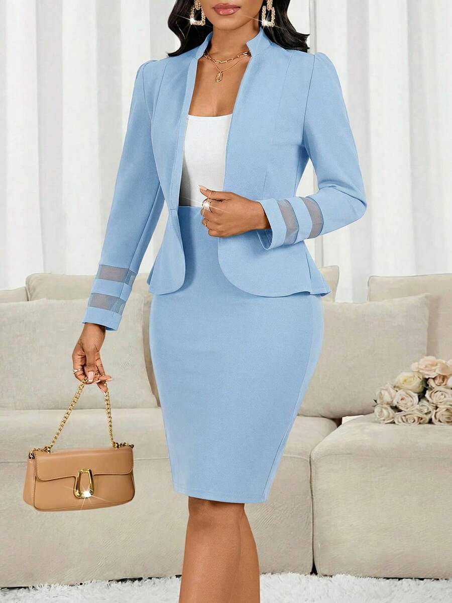 Lady 2 kom/set ženski elegantni crni poslovno-ležerni komplet sa suknjom