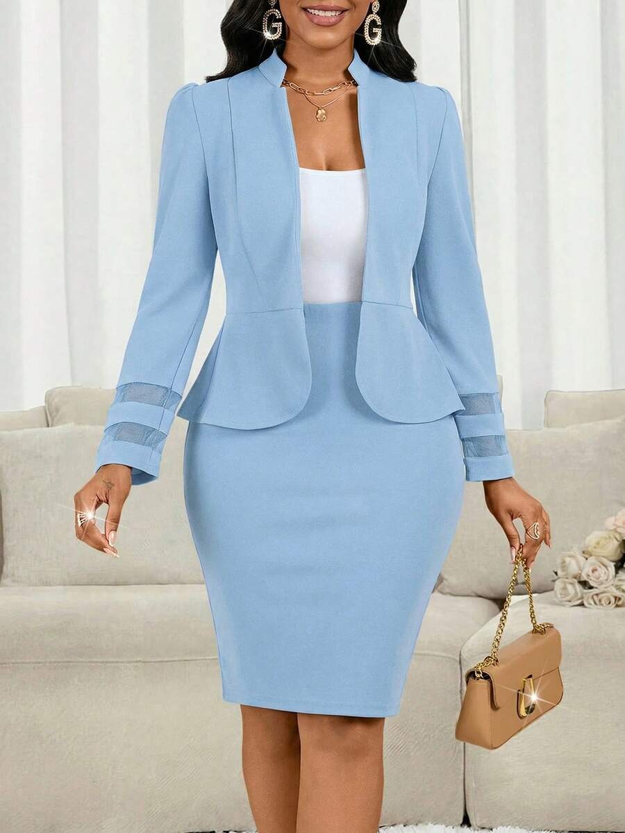 Lady 2 kom/set ženski elegantni crni poslovno-ležerni komplet sa suknjom