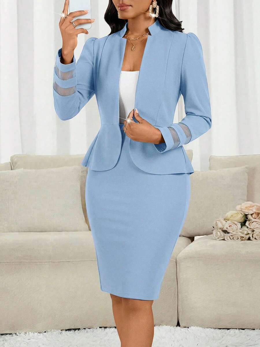 Lady 2 kom/set ženski elegantni crni poslovno-ležerni komplet sa suknjom